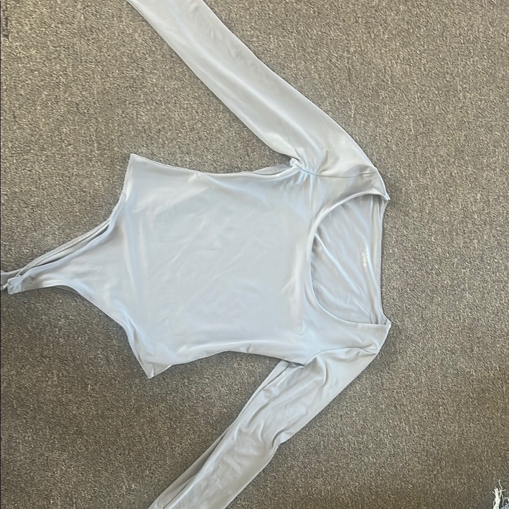 Elegant Light Blue Long Sleeve Women's Top